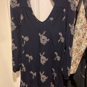 Free People Navy Tunic with floral print